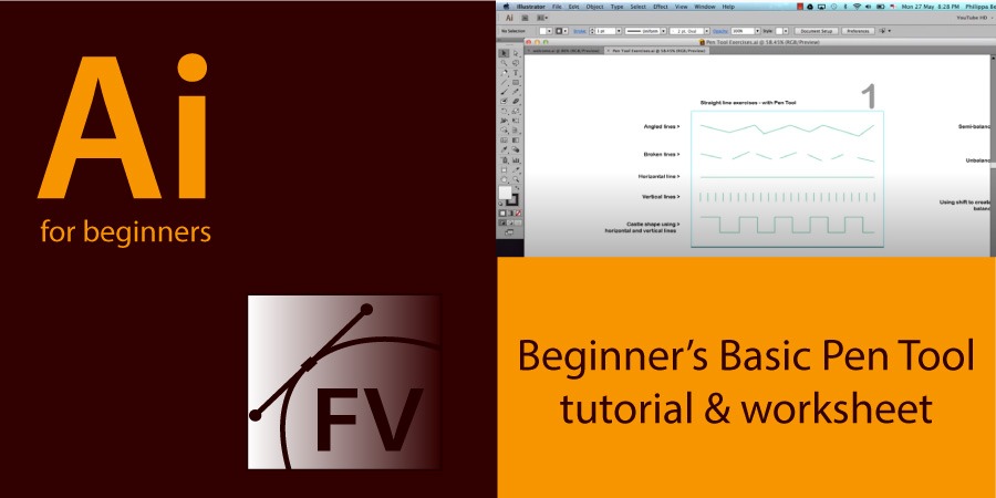 Free Vectors - Beginners Basic Pen Tool - Tutorial And Worksheet